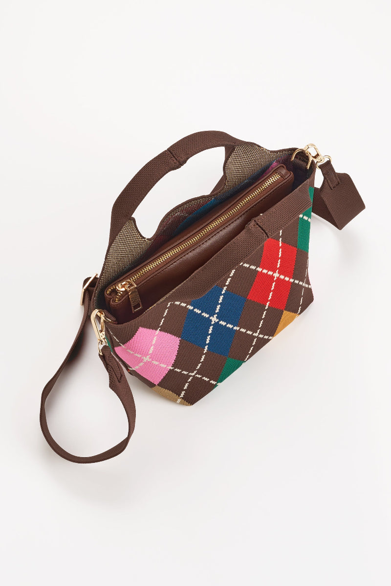 Shiraleah Ava Argyle Mini Tote Brown