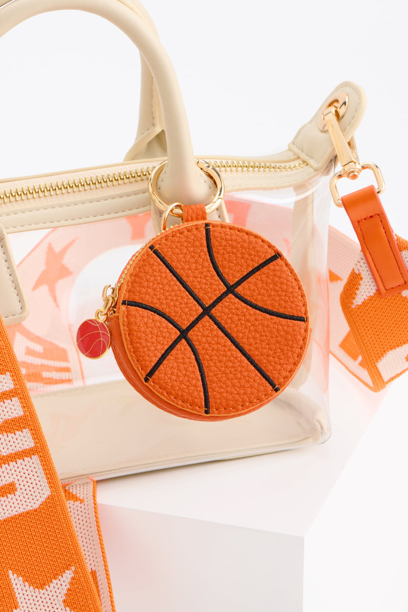 Shiraleah Basketball Zip Pouch Bag Charm Orange