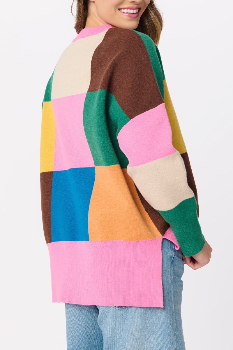 Shiraleah Color Block Loose Fit Sweatshirt XS Multi