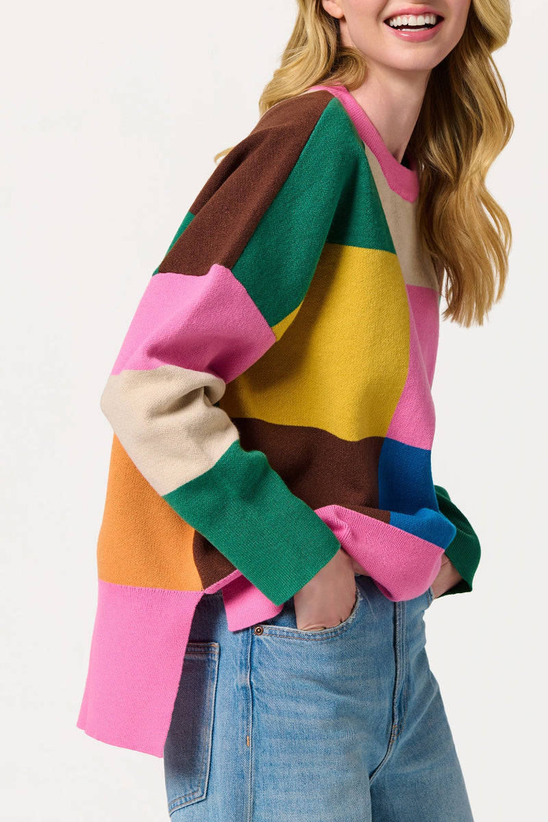Shiraleah Color Block Loose Fit Sweatshirt XS Multi