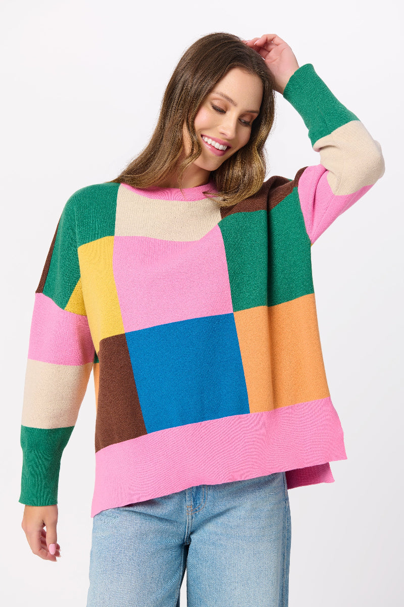 Shiraleah Color Block Loose Fit Sweatshirt XS Multi