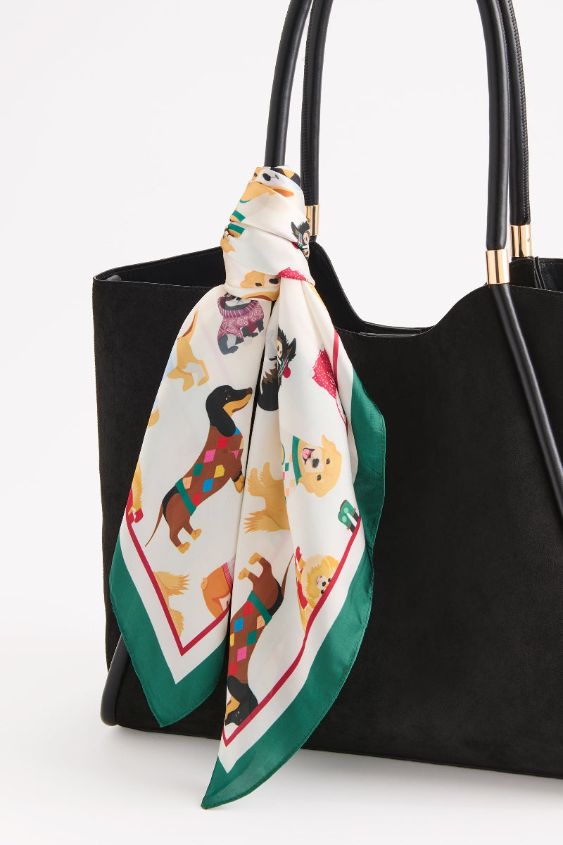 Shiraleah Doggies Square Scarf Ivory
