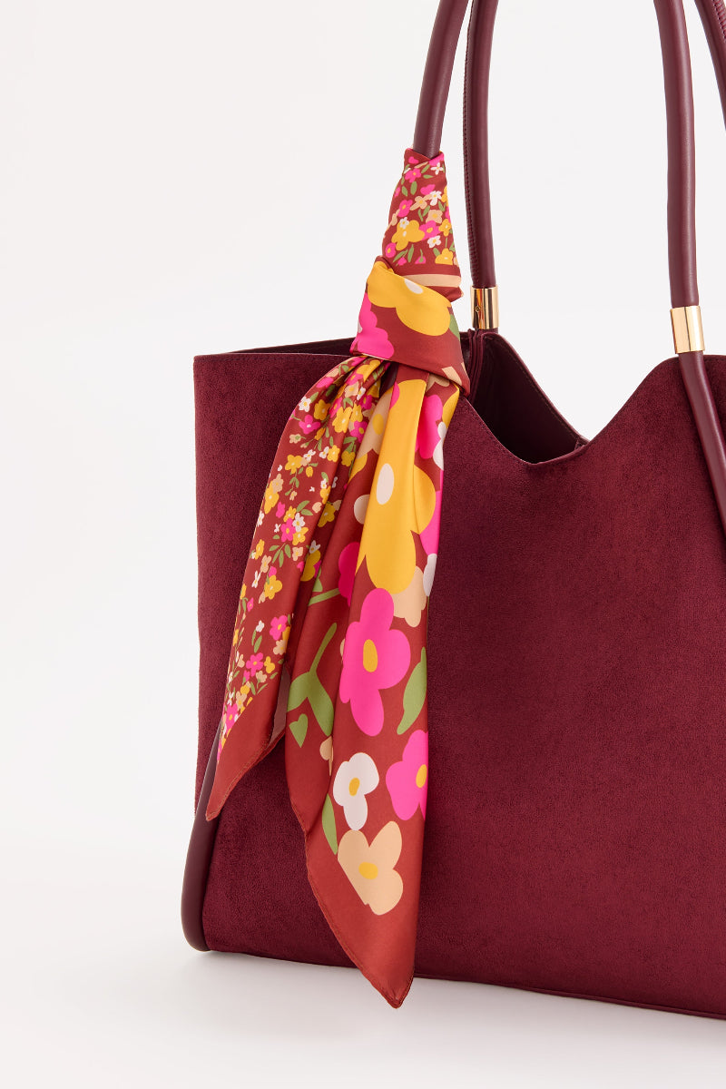 Shiraleah Floral Square Scarf Brown