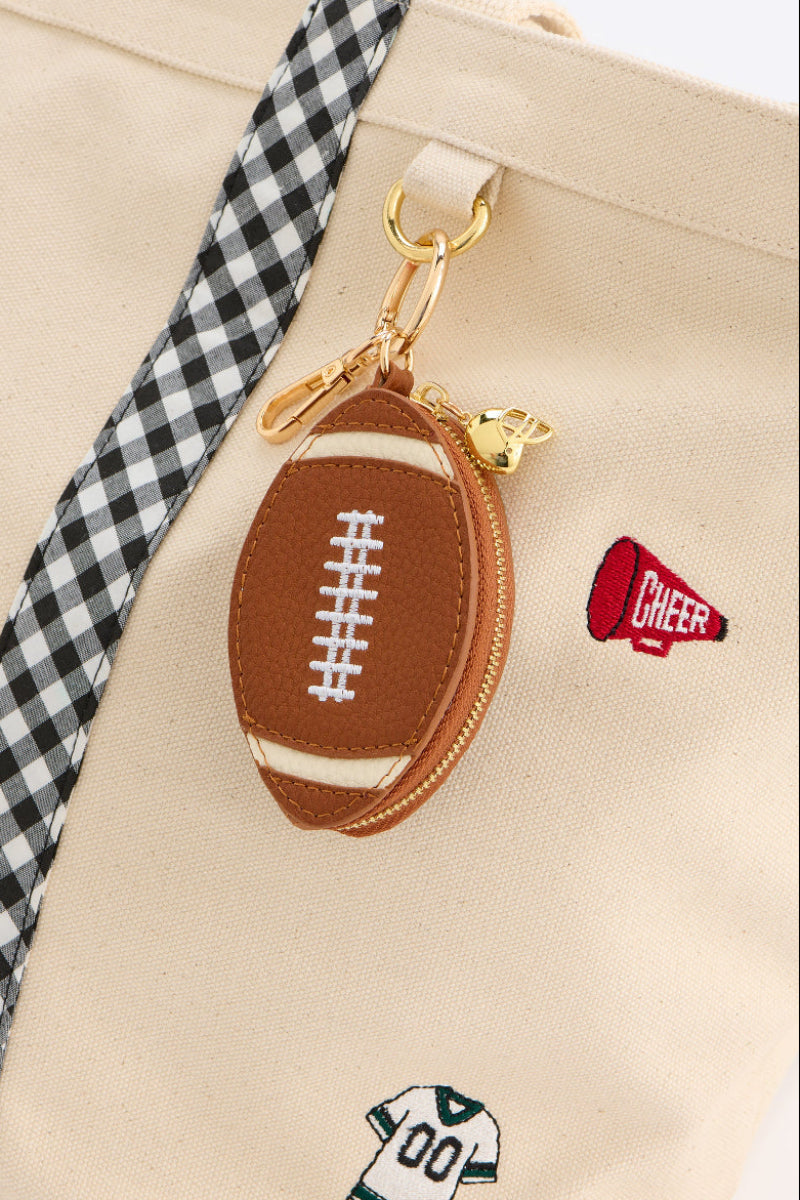 Shiraleah Football Zip Pouch Bag Charm Brown