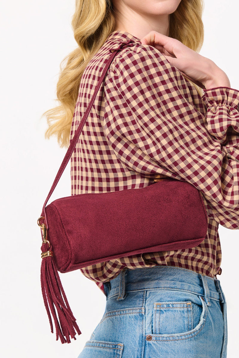 Shiraleah  Kylie Barrel Shoulder Bag Wine