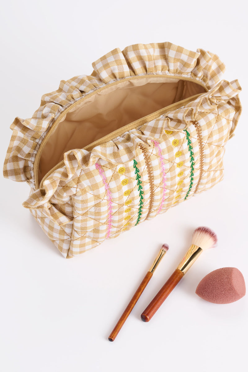 Shiraleah Sienna Quilted Lg Zip Pouch Beige