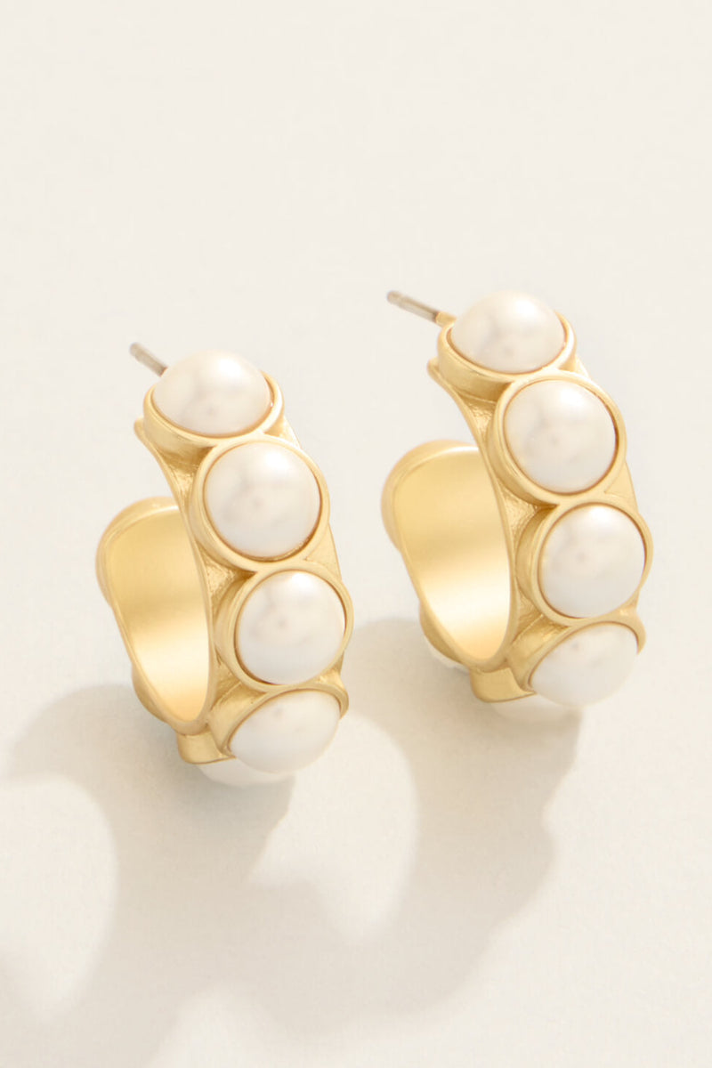 Spartina Anna Petite Hoop Earrings Pearl