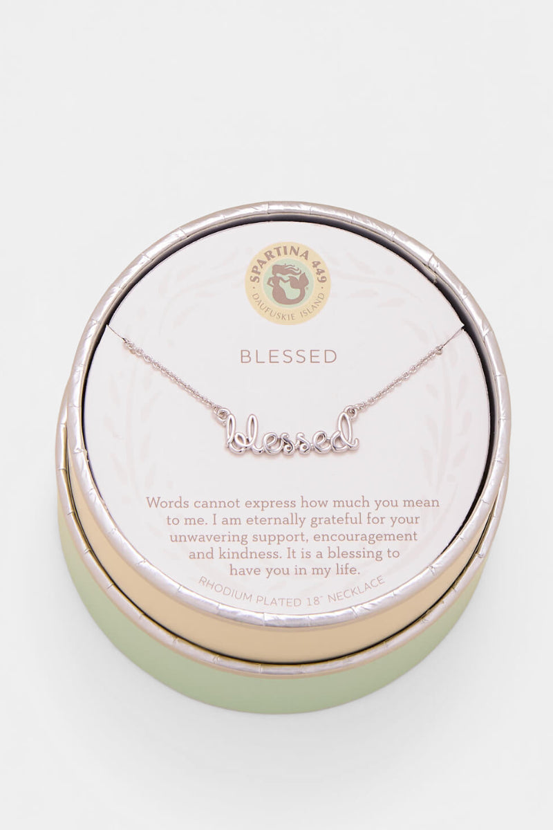 Spartina Sea La Vie Blessed/Script Necklace 18" Silver