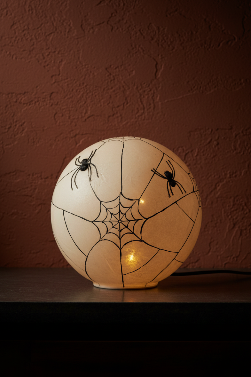 Frosted Glass LED Spider Web Globe Medium
