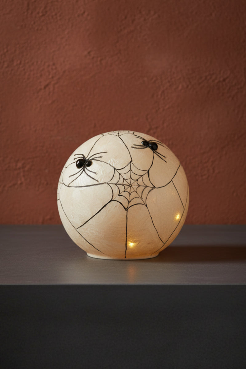 Frosted Glass LED Spider Web Globe Small