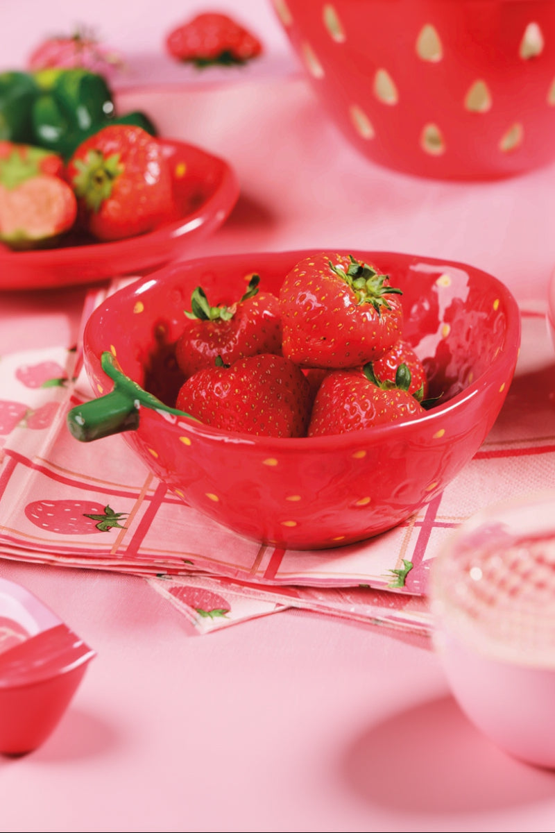 Strawberry Glazed Serving Bowl Red & Green