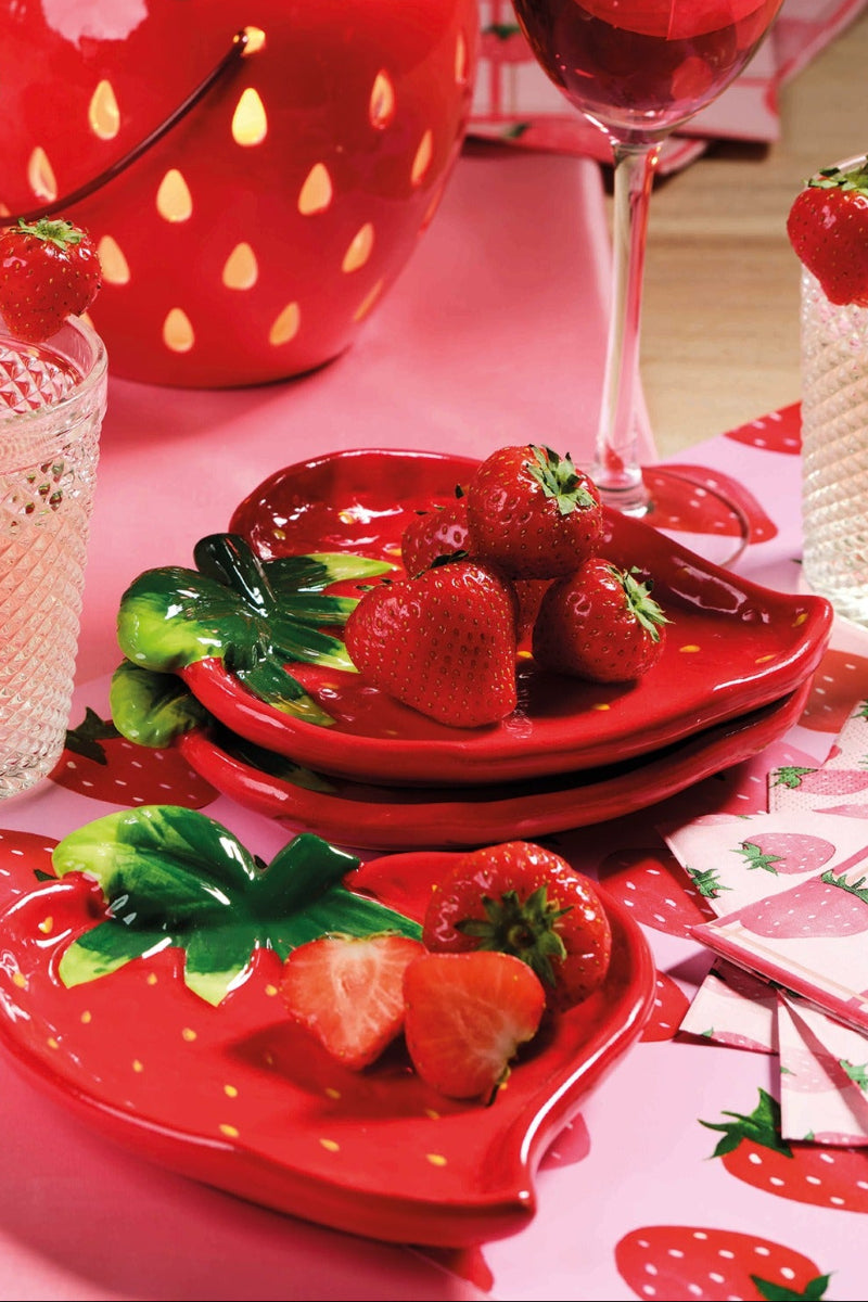 Plate Strawberry Dolomite Red & Green