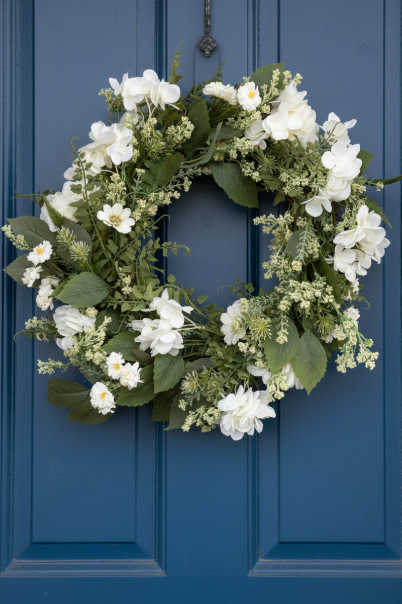 Faux Hydrangea Wreath 24"
