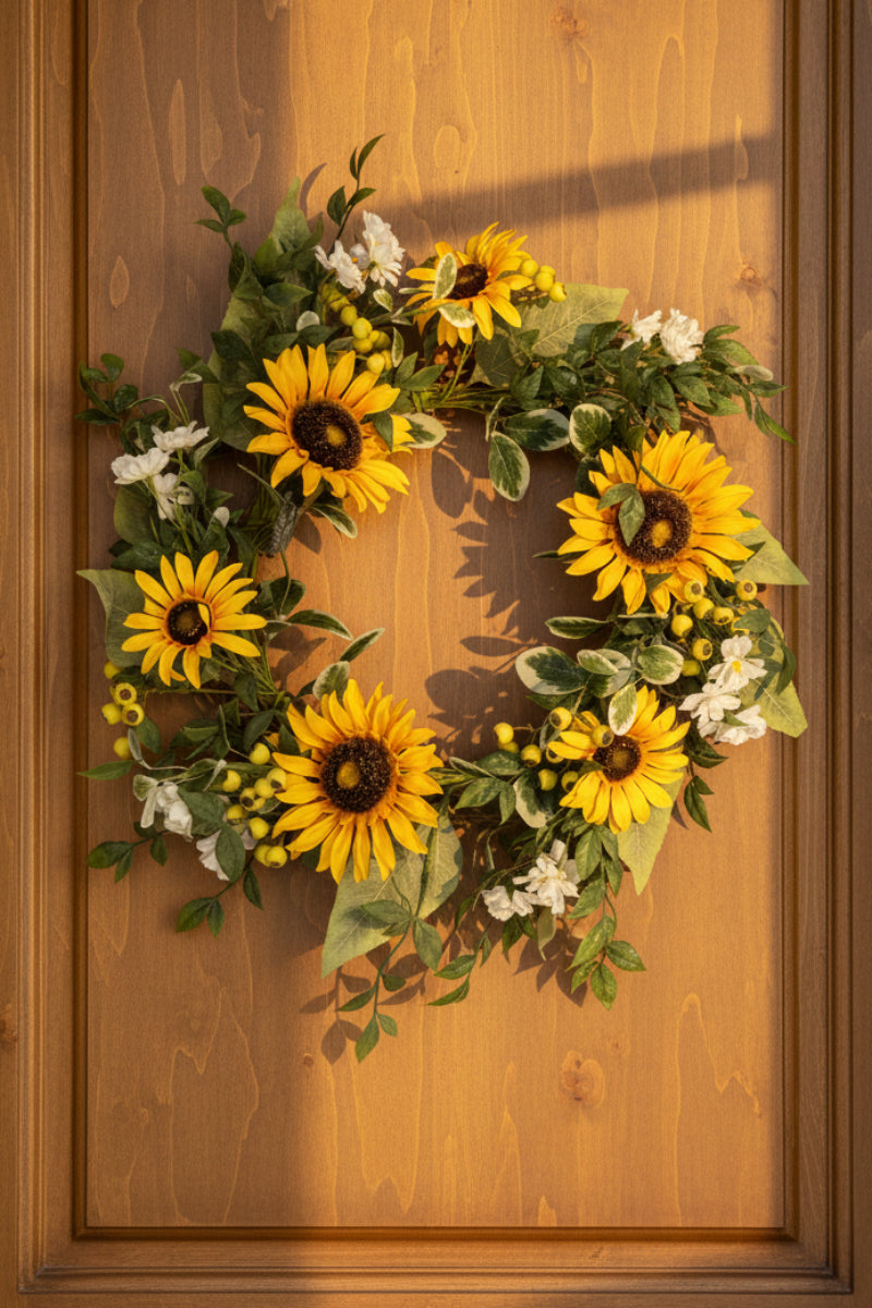 Faux Wreath 24" Sunflower