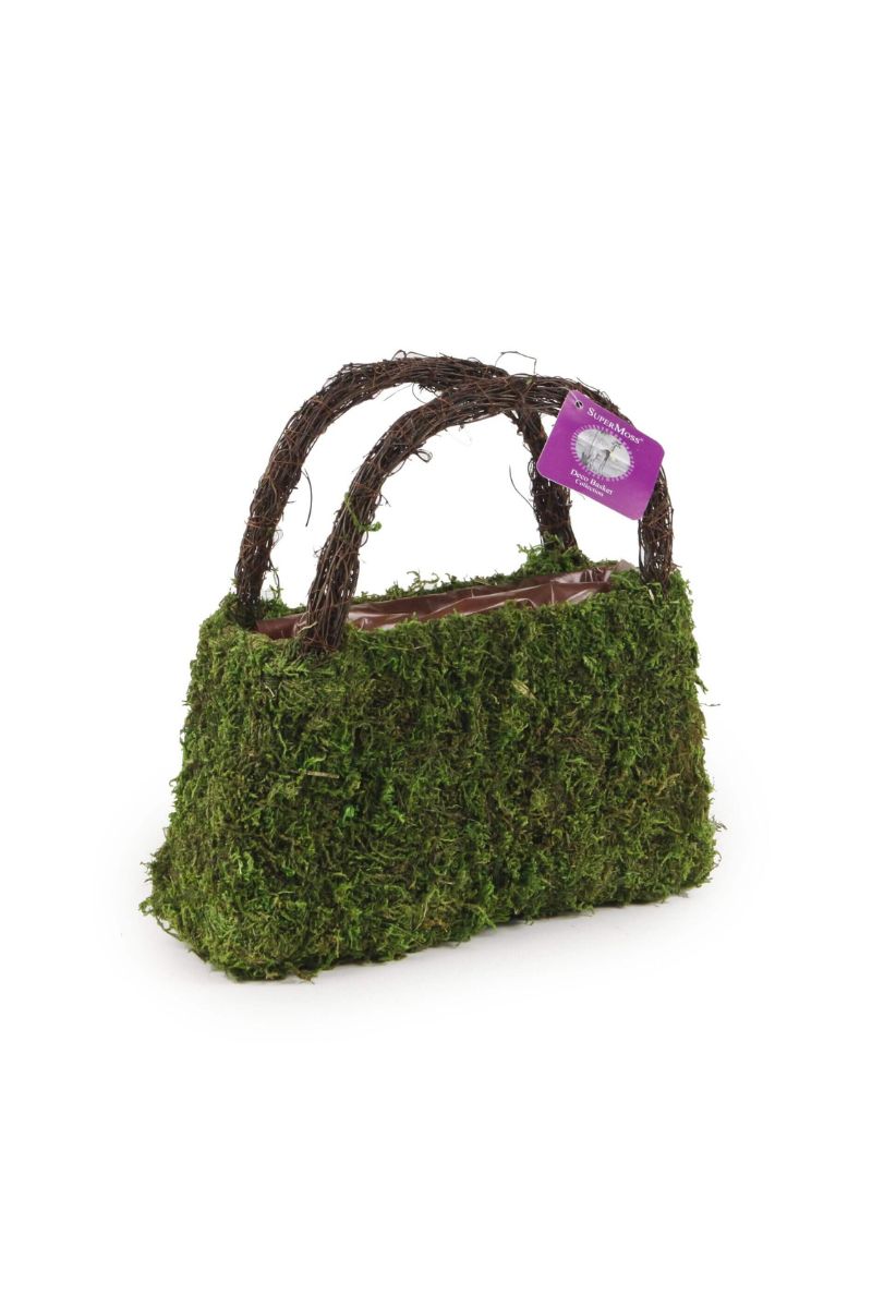 SuperMoss Beaumont Wicker Handle Purse Planter Medium