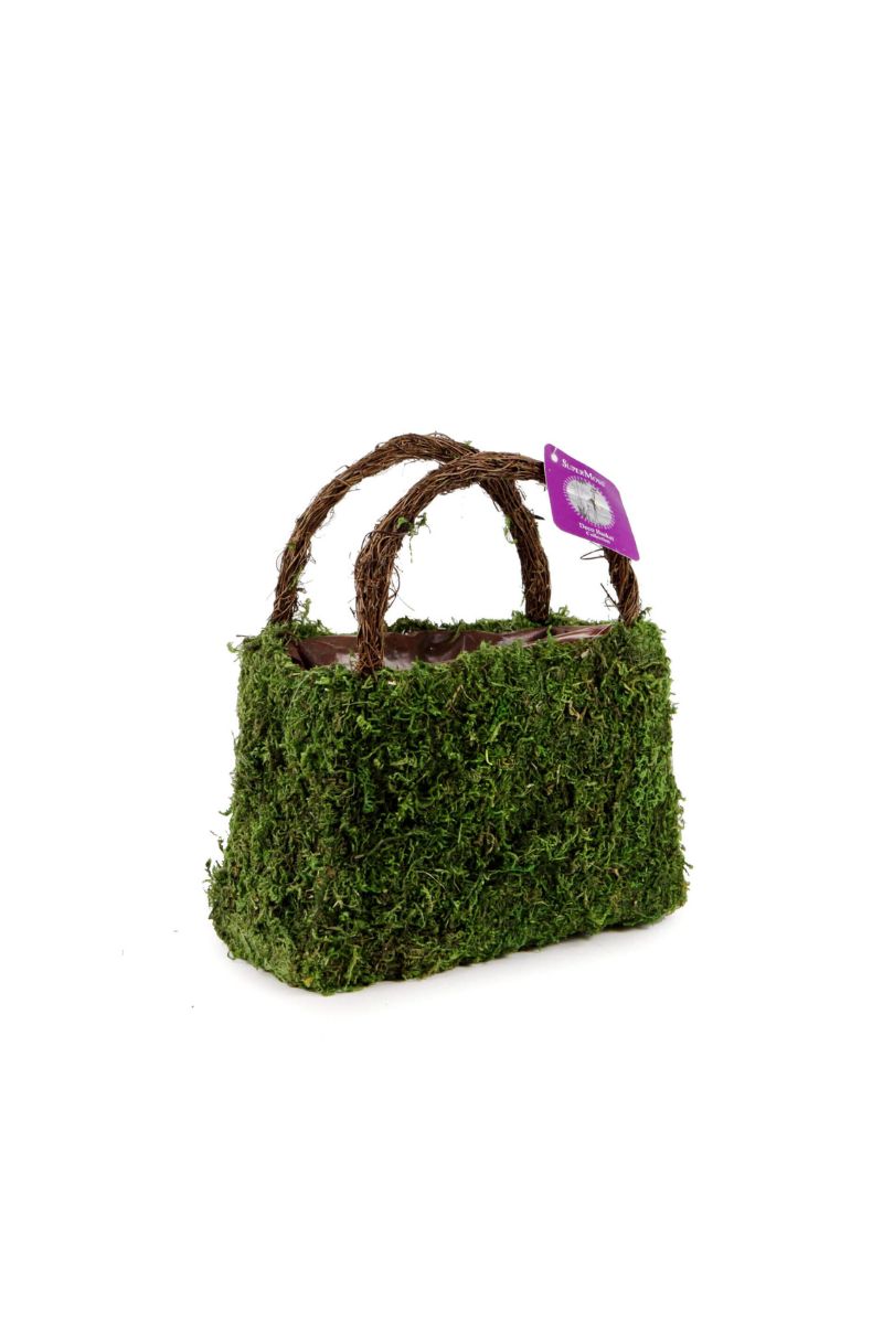 SuperMoss Beaumont Wicker Handle Purse Planter Small