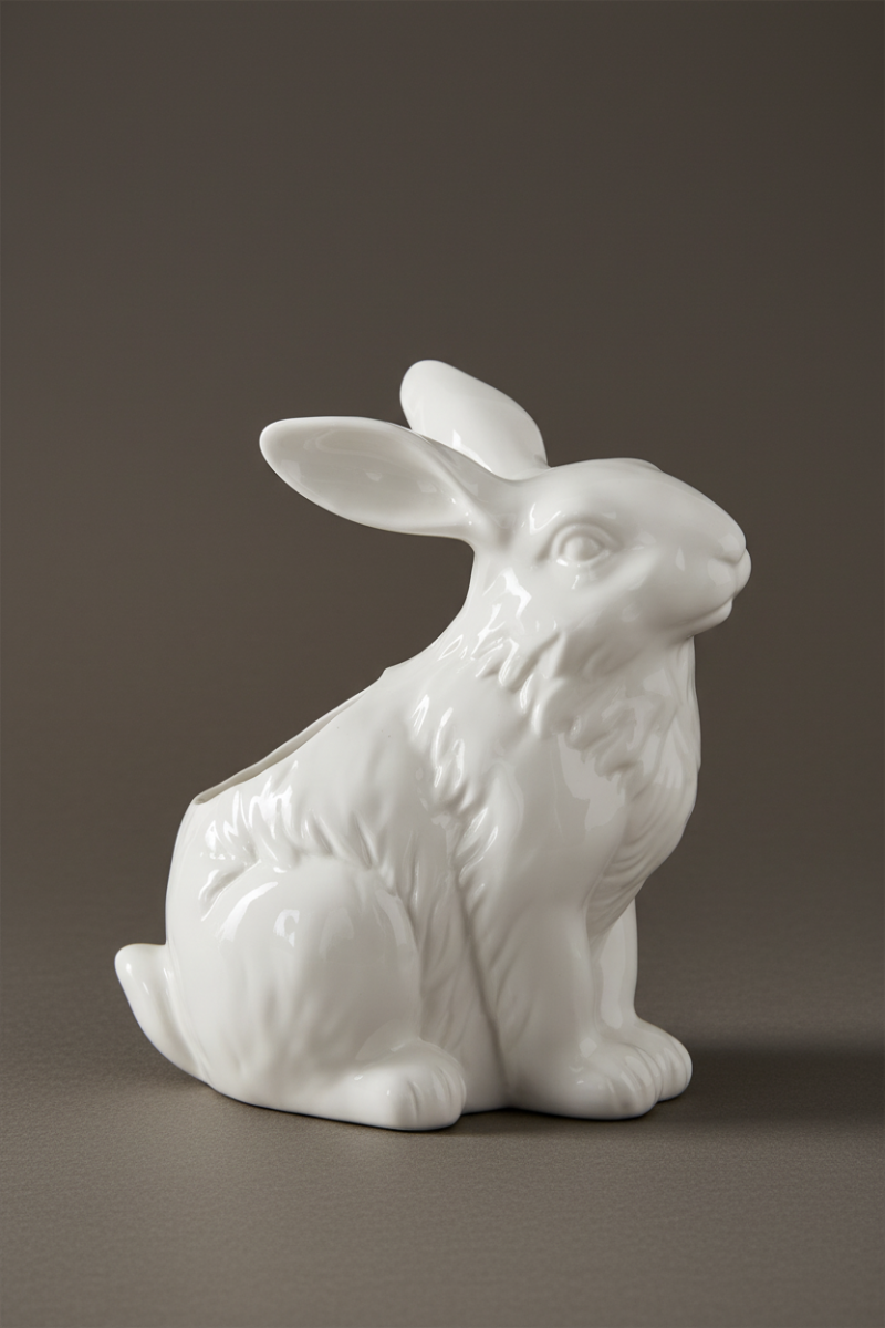 Porcelain Rabbit Containers Large White