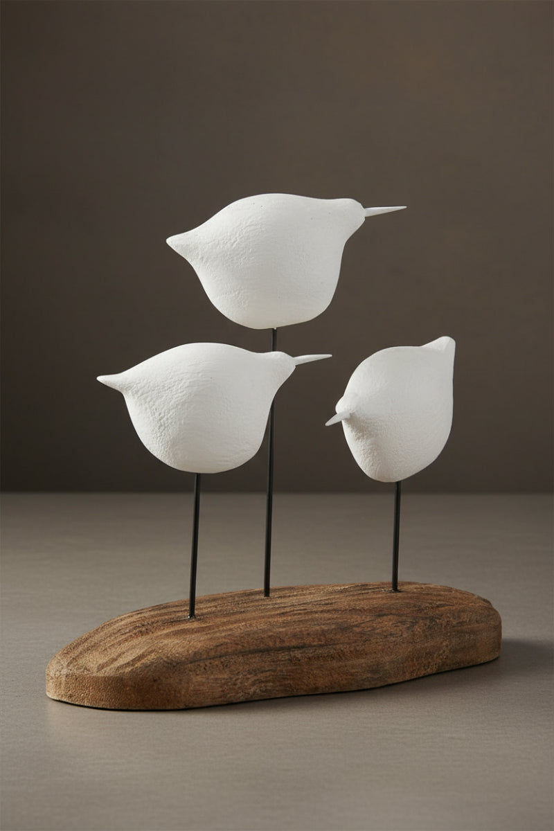 Seagull Spindles on Driftwood Base 6.5" White
