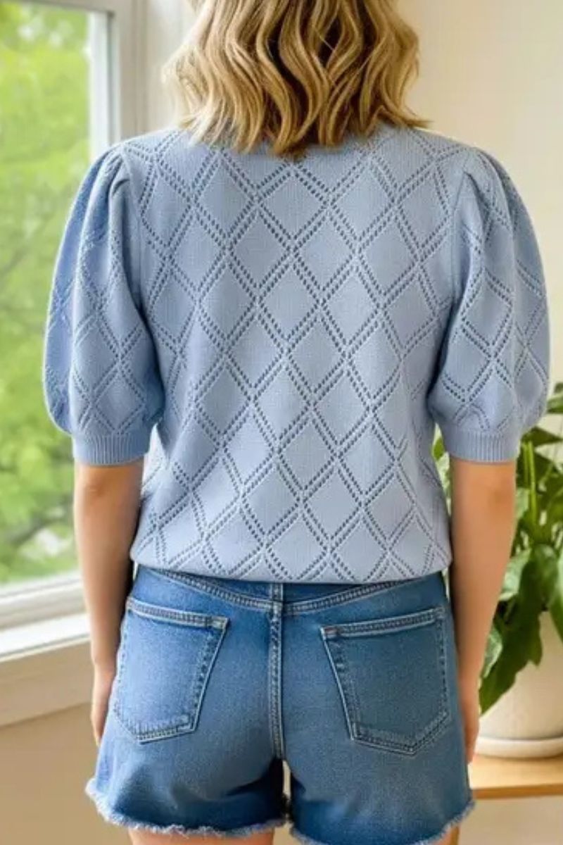 Lemon Embroidered Sweater Medium Chambray