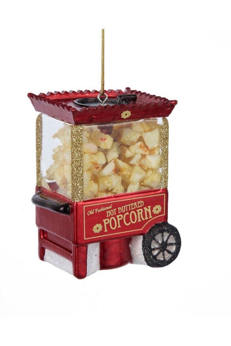 Noble Gems Popcorn Machine Glass Ornament 3.25"