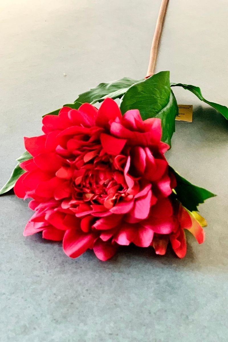 SILK DAHLIA STEM FT RED 22"