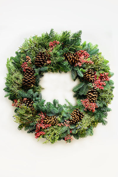 Wreath, Pepperberry/Cones 24"