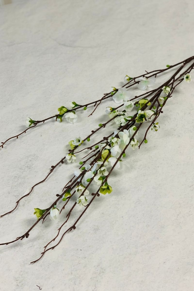 Silk Quince Blossom Spray 45" Cr