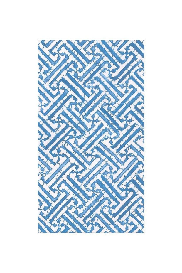 Caspari Fretwork Blue Guest Towels - 15 Per Package