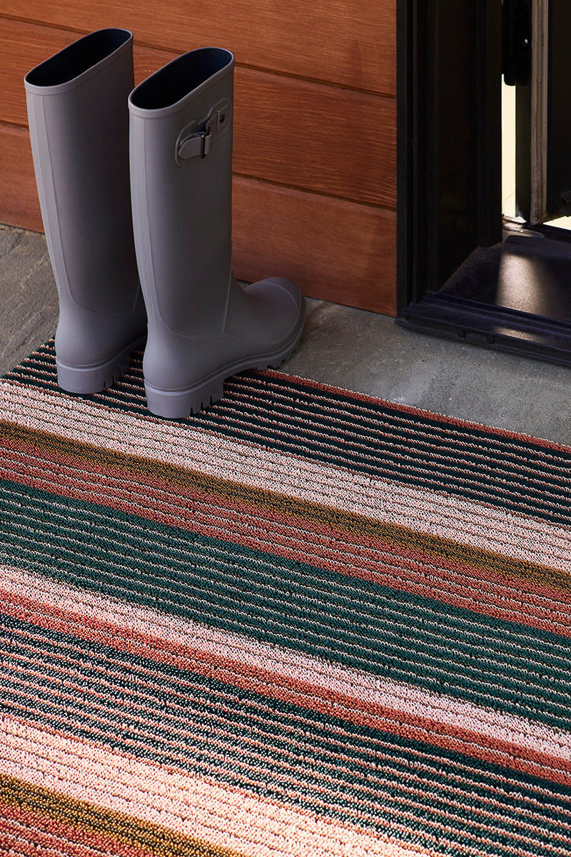 Chilewich Pleat Stripe Shag Mat 24"x 36" Raspberry