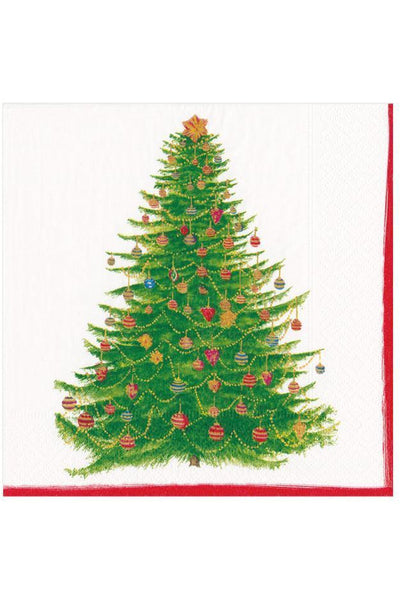 NAPKIN, BEV GLITTERING TREE WH