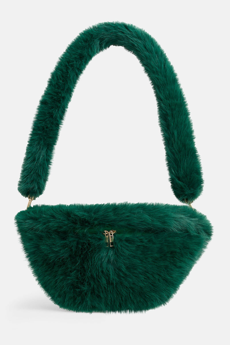 Arleigh Faux Fur Crossbody Emerald Green