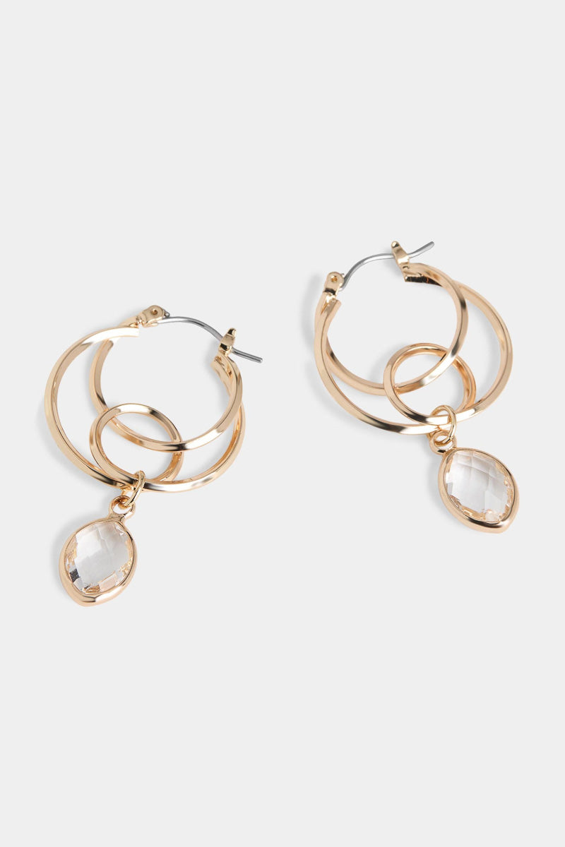 Bubbly Bead Dangle Hoop Earrings Gold