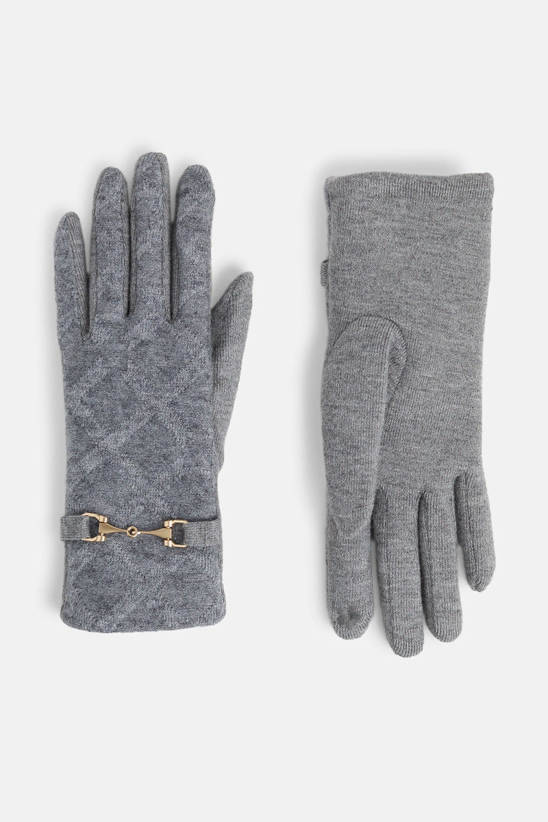 Elegant Checkered Touchscreen Gloves Grey
