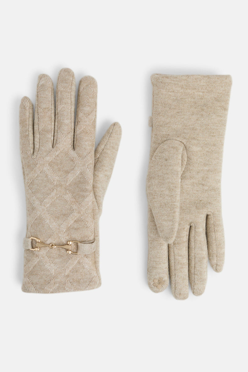 Elegant Checkered Touchscreen Gloves Tan