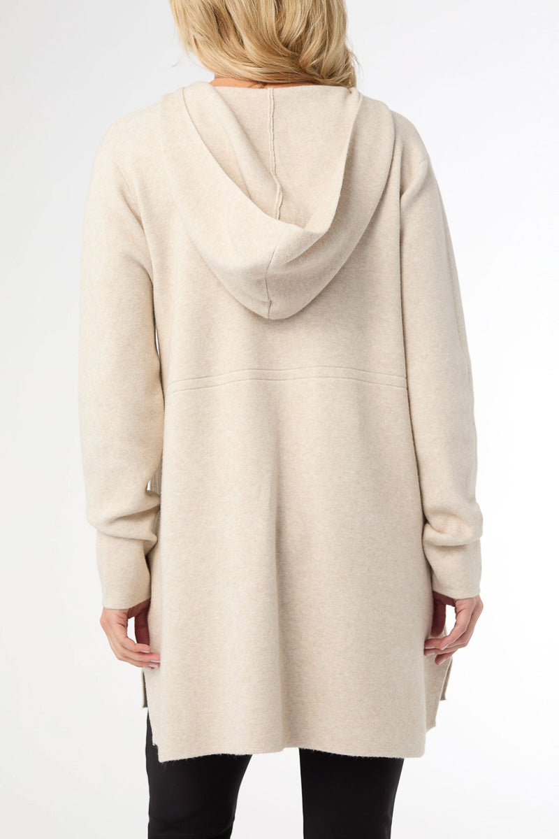 Heavenly-Luxe Zip Front Hooded Cardigan with Pockets XXL Oatmeal