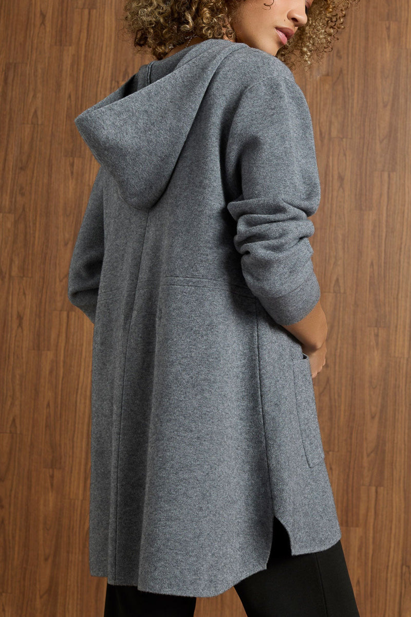 Heavenly-Luxe Zip Front Hooded Cardigan with Pockets XXL Mid Heather Grey