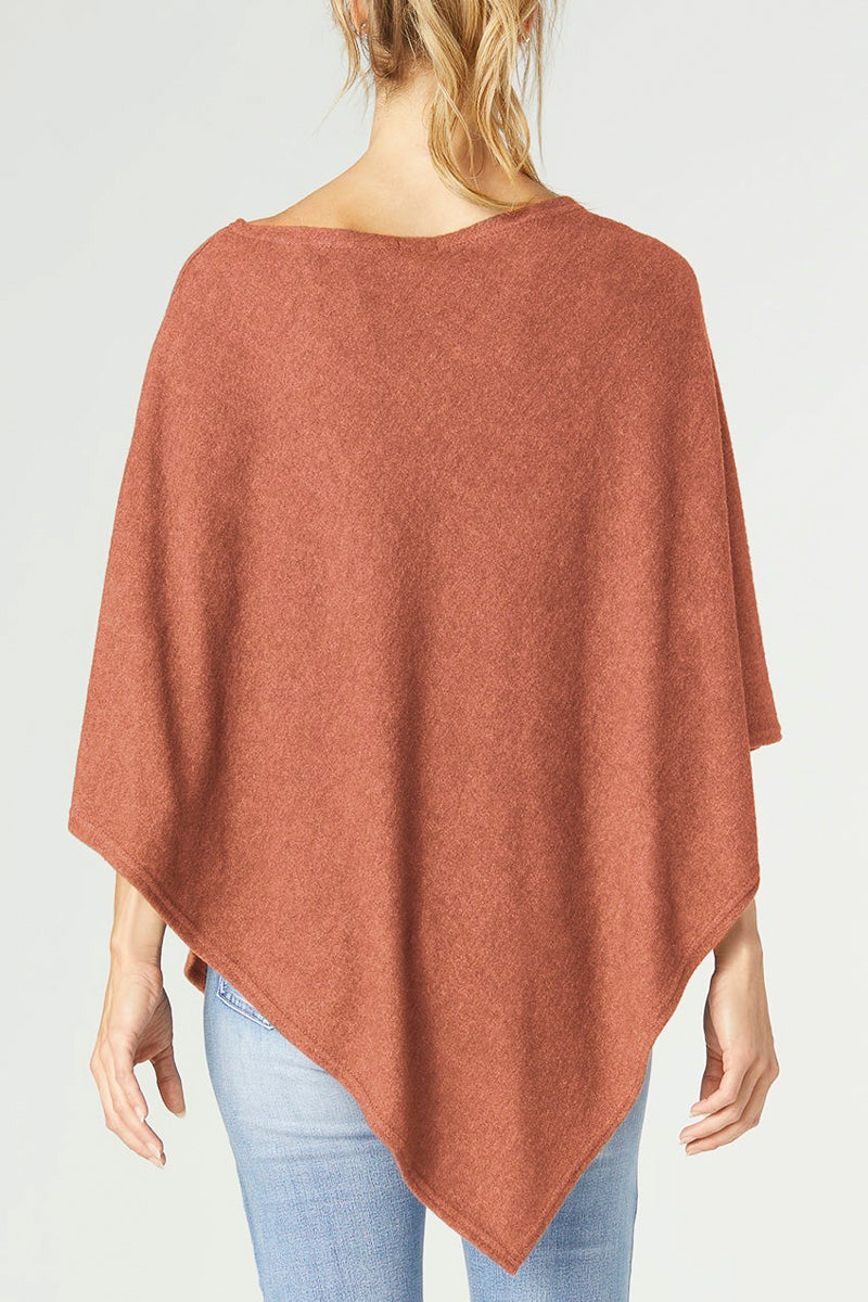 Lightweight Brushed Poncho Rust