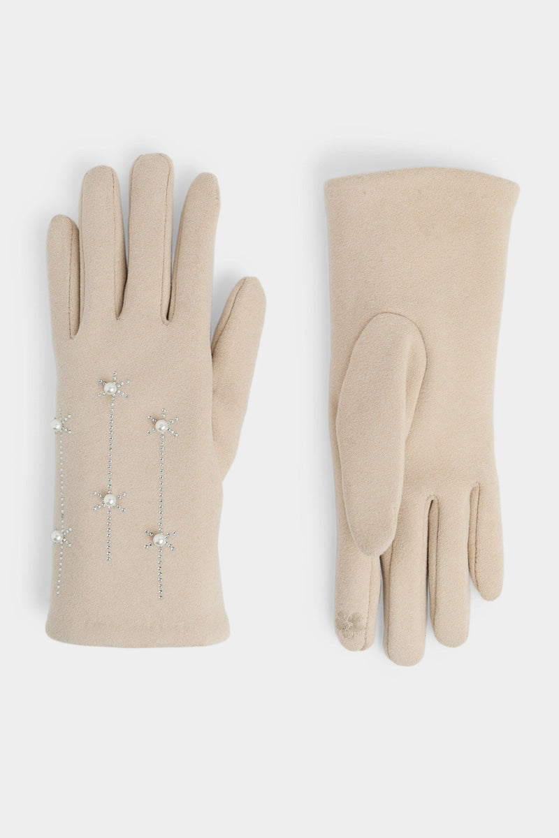 Pearl Burst Touchscreen Gloves Natural