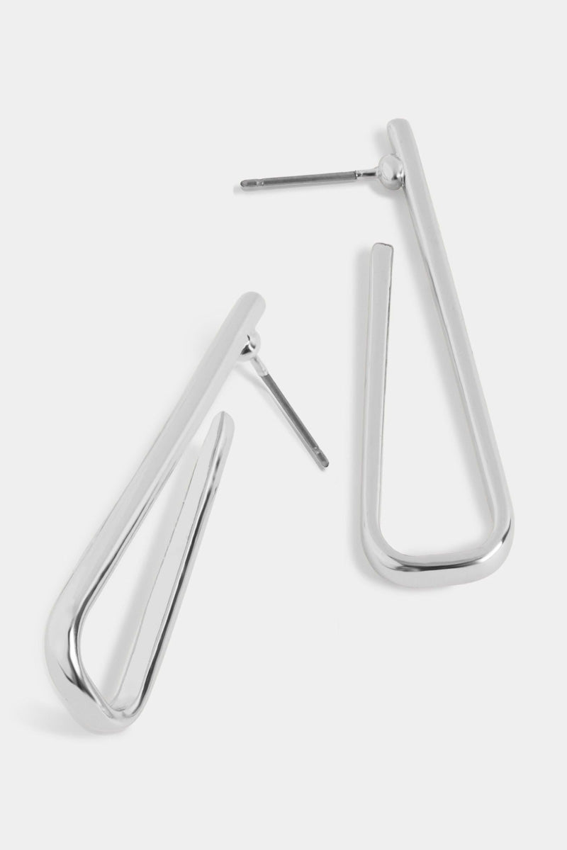 Pin Drop Hoop Earrings Silver