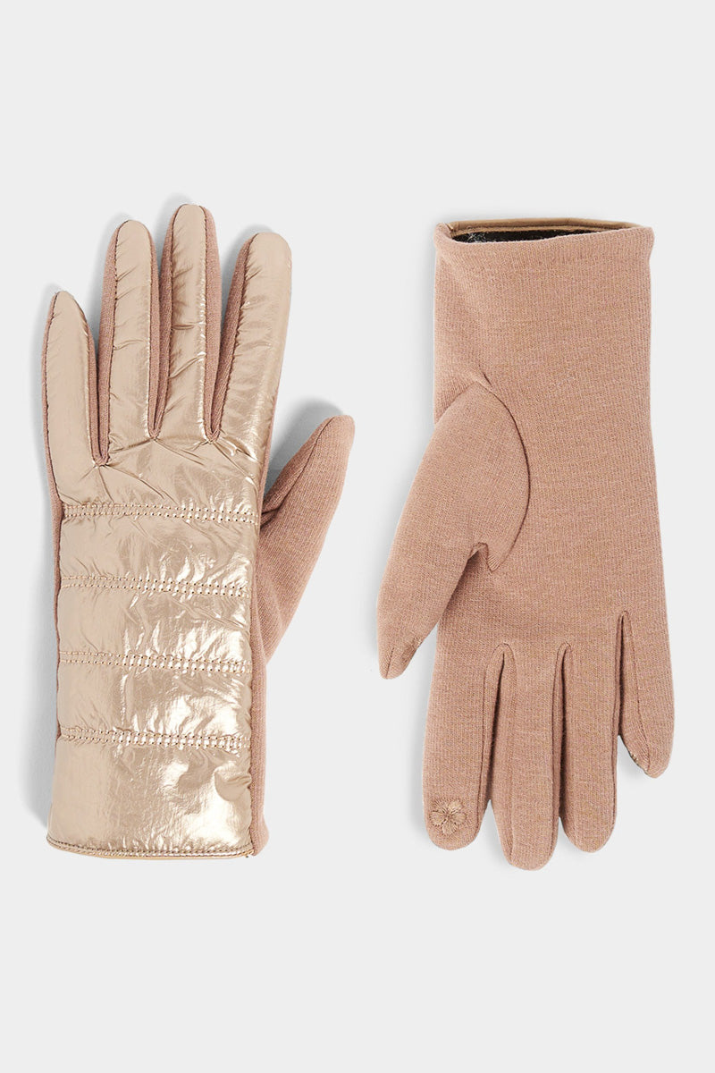 Puffer Texting Gloves Gold