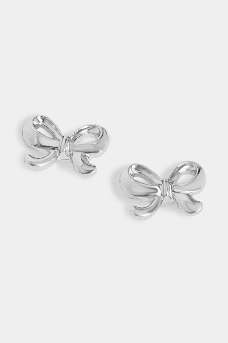 Bow Stud Earrings Silver