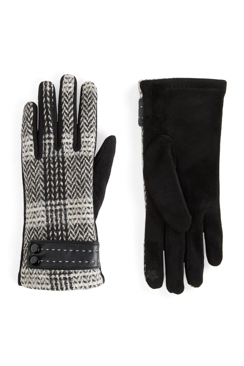 Zig Zag Plaid Touchscreen Gloves Black