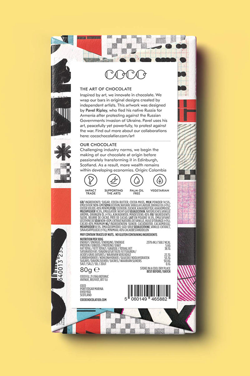 COCO Chocolatier Orange Milk Chocolate Bar