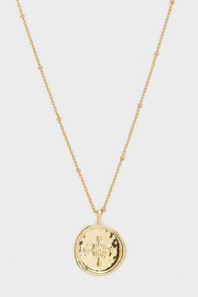 NECKLACE COMPASS COIN GOLD