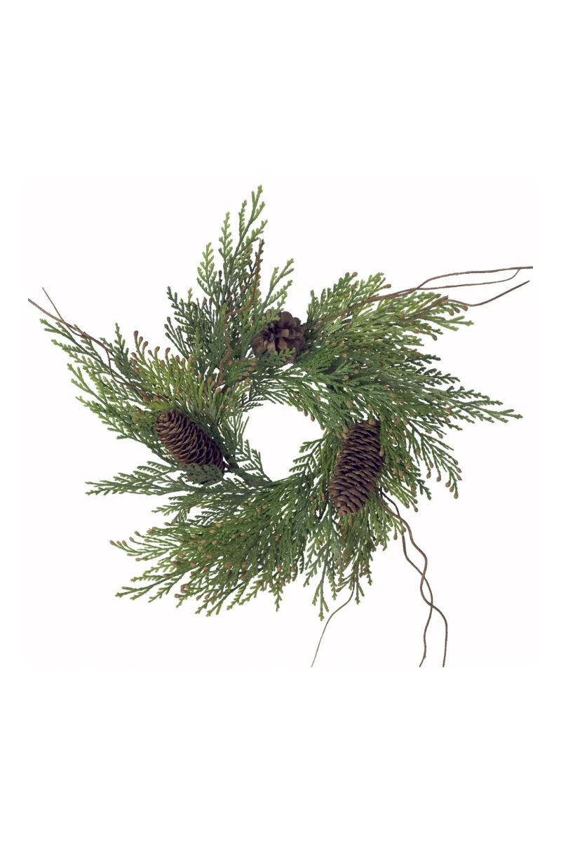 Cedar Incense and Pine Cones Candle Ring 3"