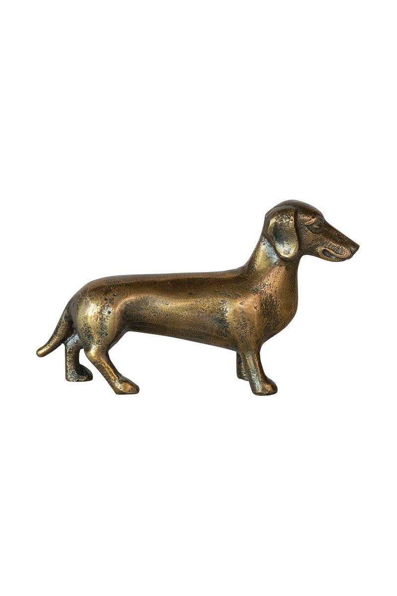 Creative Co-Op Cast Aluminum Dachshund Antique Brass