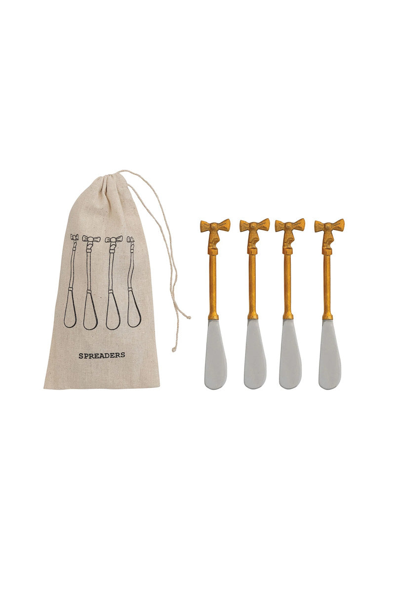 Canape Knives with Gold Bow Handle Set of 4