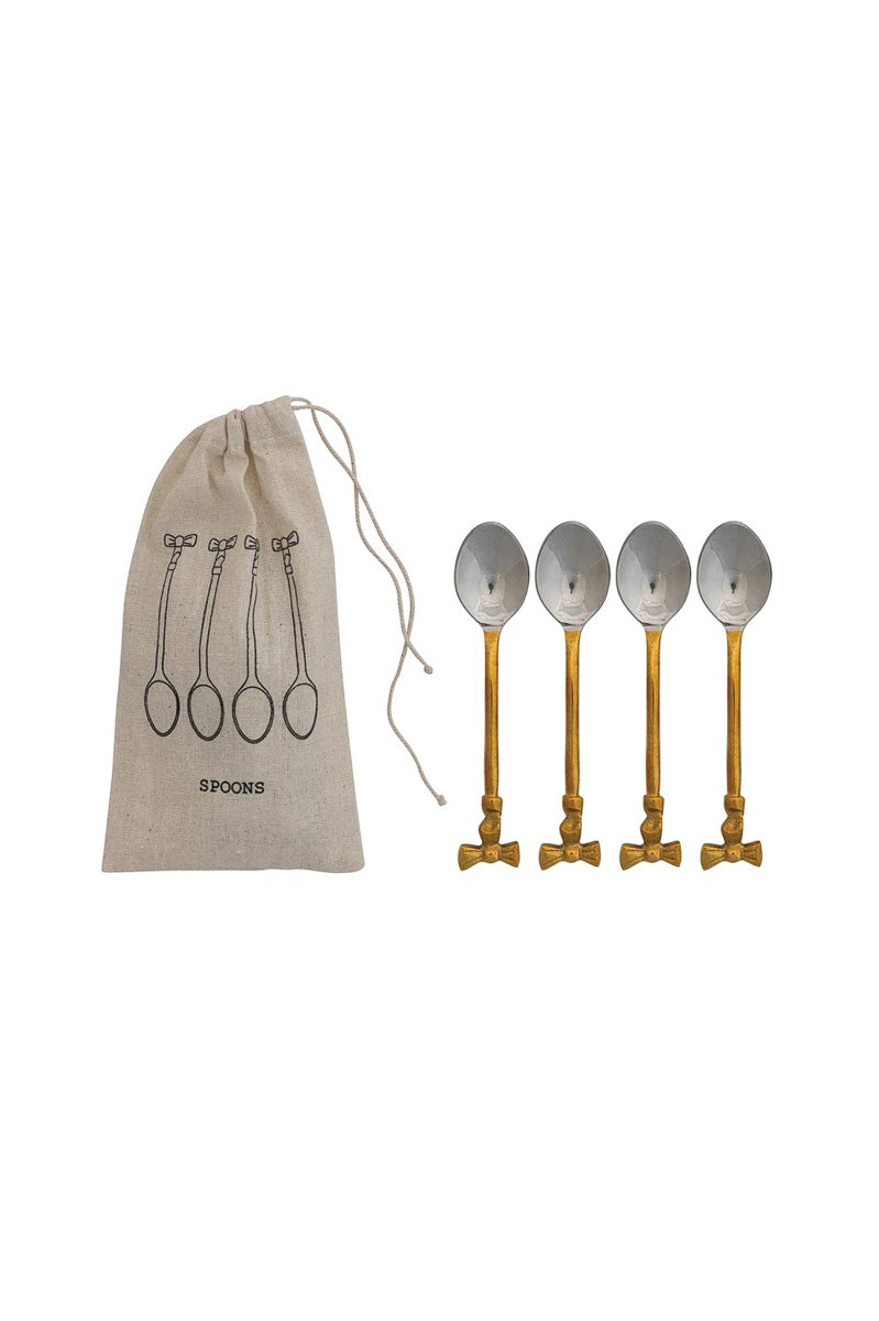 Coffee Spoons with Gold Bow Handle Set of 4