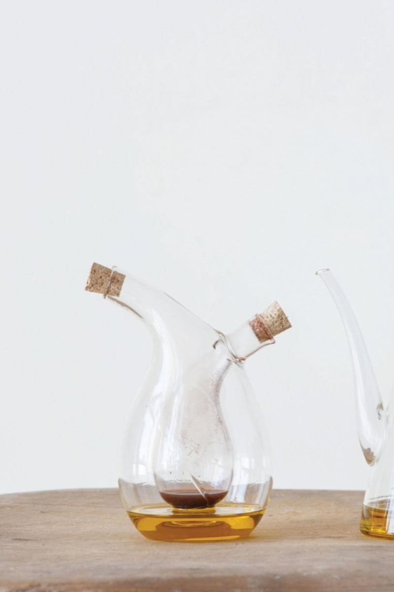 Creative Co-Op Oil & Vinegar Cruet with Cork Stoppers