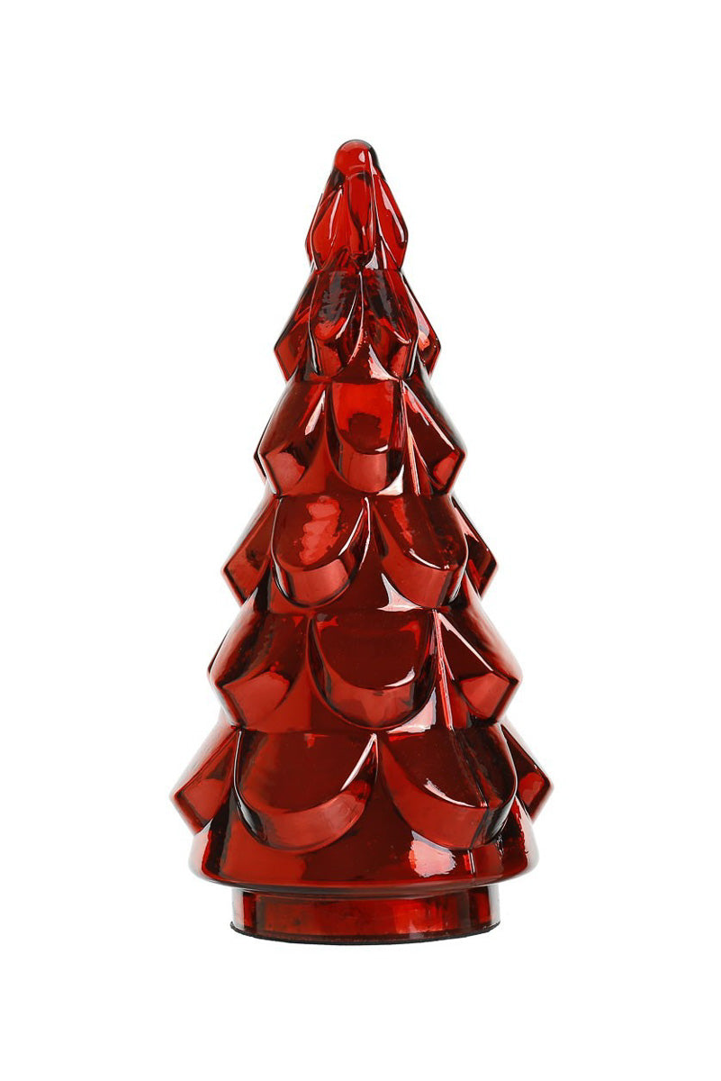 Glass Christmas Tree 8.3"x 21.7" Traditional Red